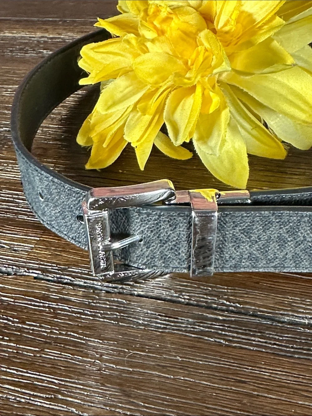 Micheal Kors Women's Logo/Black Reversible Belt with Silver Buckle